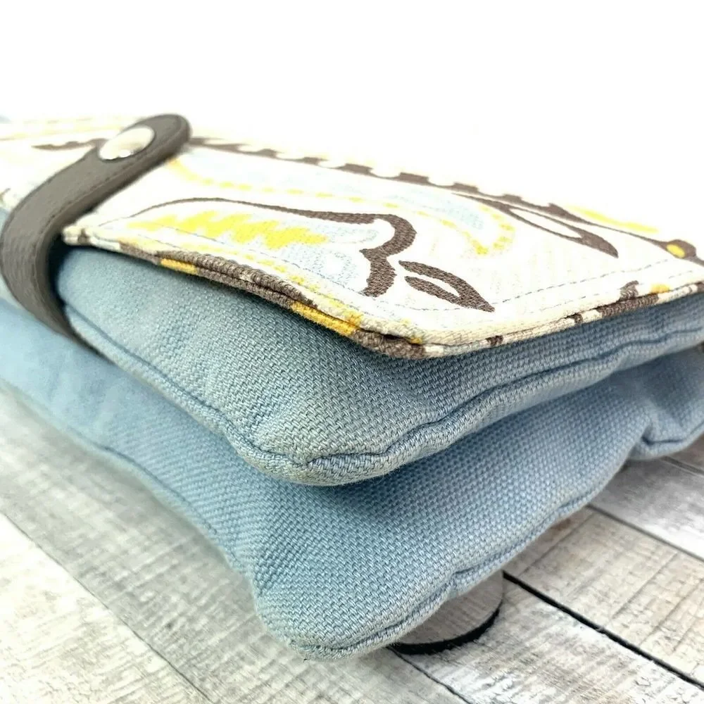 THIRTY-ONE BLUE COLORFUL PAISLEY COTTON FLAP X-BODY SHOULDER BAG HANDBAG PURSE
